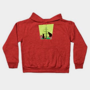 Black cats and Christmas Trees Kids Hoodie